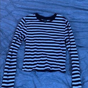 Striped long sleeve crop top